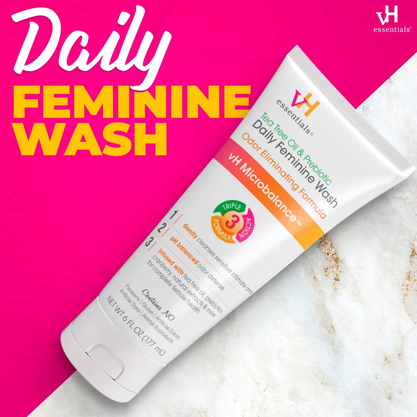RepHresh Pro-B Probiotic Supplement for Women (30 Capsules) and vH Essentials Ph Balanced Daily Feminine Wash (6 Fl Oz)