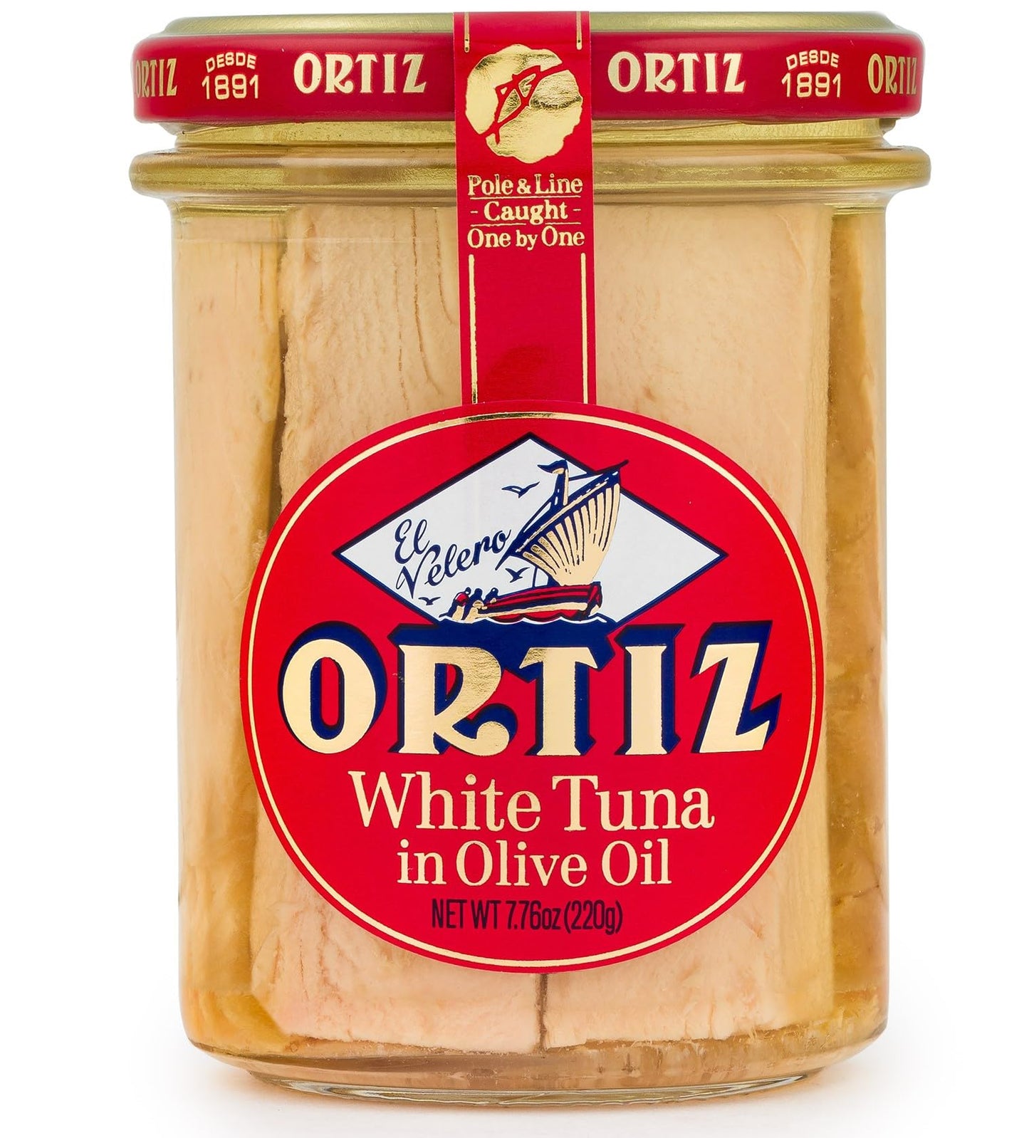 Ortiz Tuna in Olive Oil, 7.76oz Glass Jar | Superior Tuna in Olive Oil | Ortiz White Tuna in Olive Oil