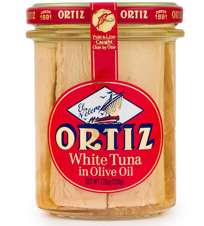 Ortiz Tuna in Olive Oil, 7.76oz Glass Jar | Superior Tuna in Olive Oil | Ortiz White Tuna in Olive Oil