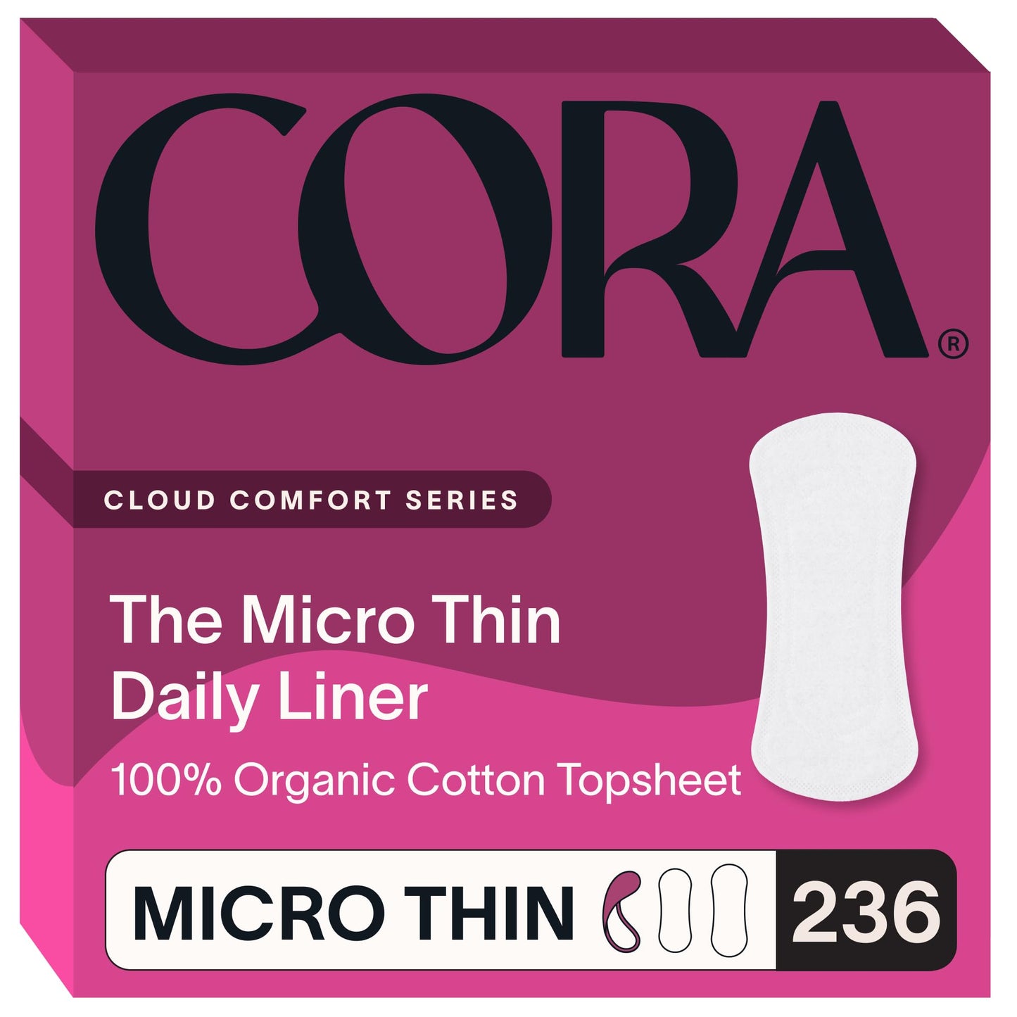 Cora Organic Cotton Feminine Care Bundle | 236 Micro Thin Daily Panty Liners and 36 Long Period Liners | Organic Topsheet | Quick Absorbency Leak Protection | Unscented