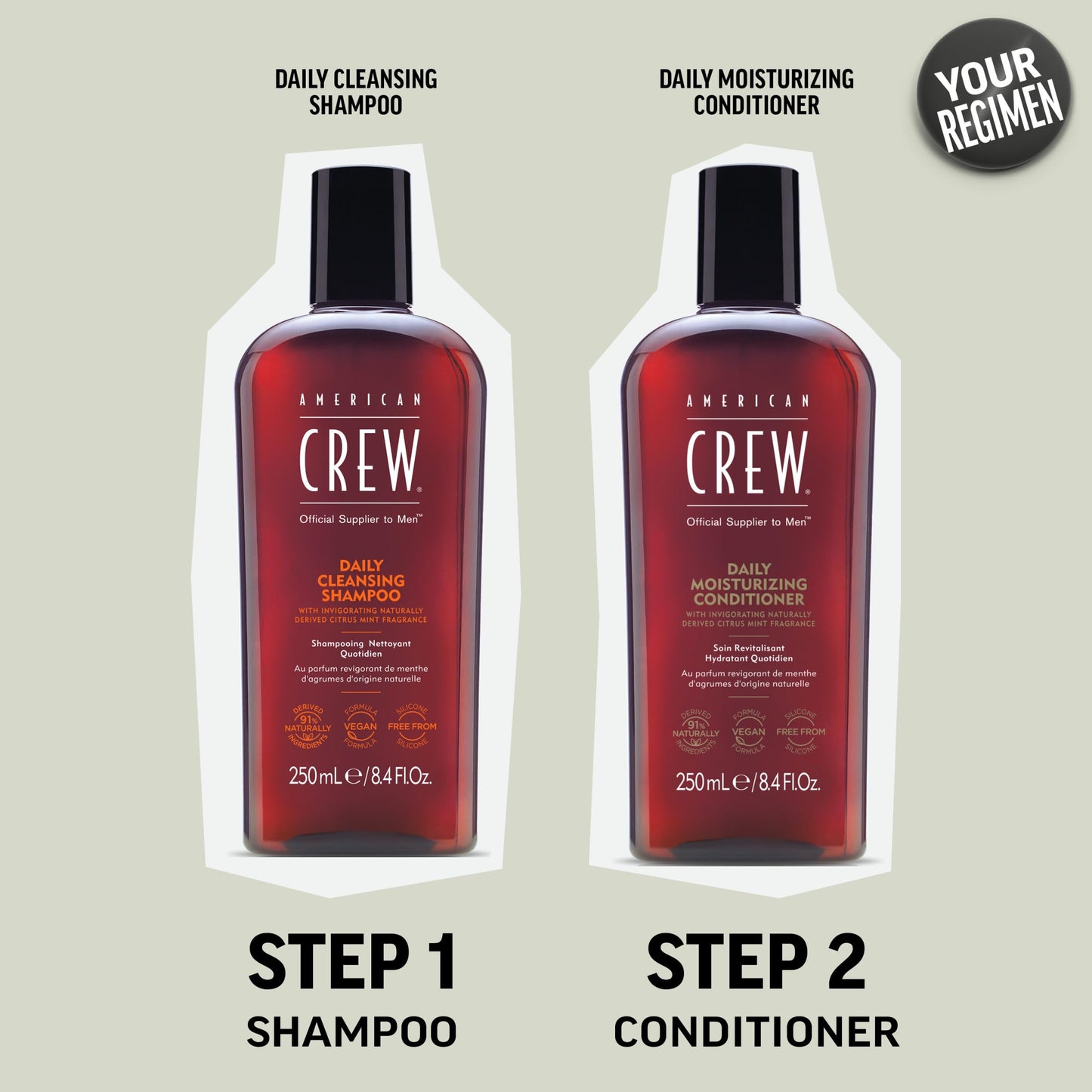 American Crew Conditioner for Men, Daily Moisturizer, Naturally Derived, Vegan Formula, Citrus Mint Fragrance, 15.2 Fl Oz