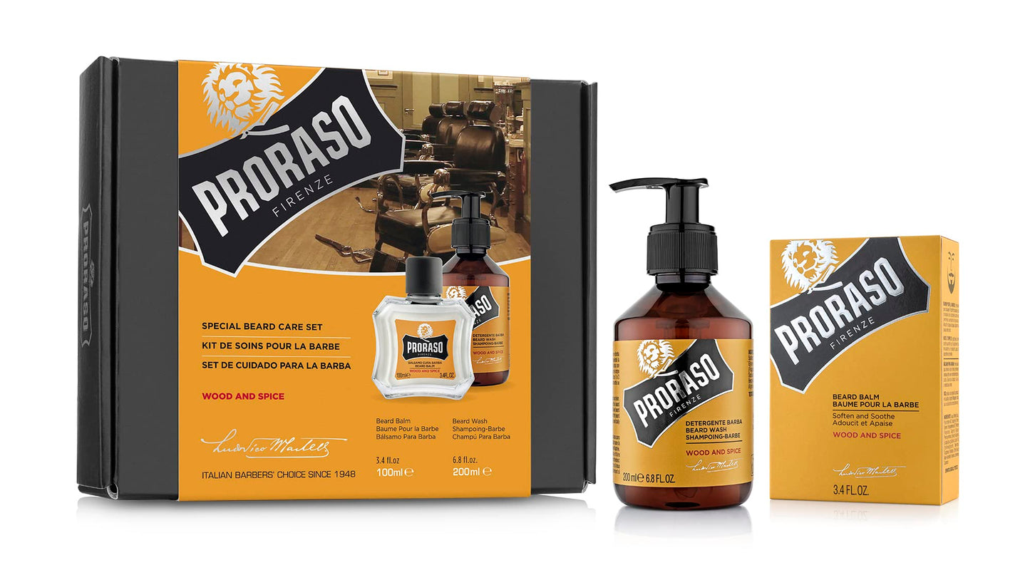 Proraso Beard Care Duo Kit for New or Short Beards with Beard Balm and Wash