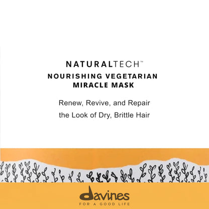 Davines Naturaltech Nourishing Vegetarian Miracle Mask, Restructuring & Hydrating for Dry & Damaged Hair - With Vegetal Keratin - Intense Repair Treatment, 8.45 Fl Oz