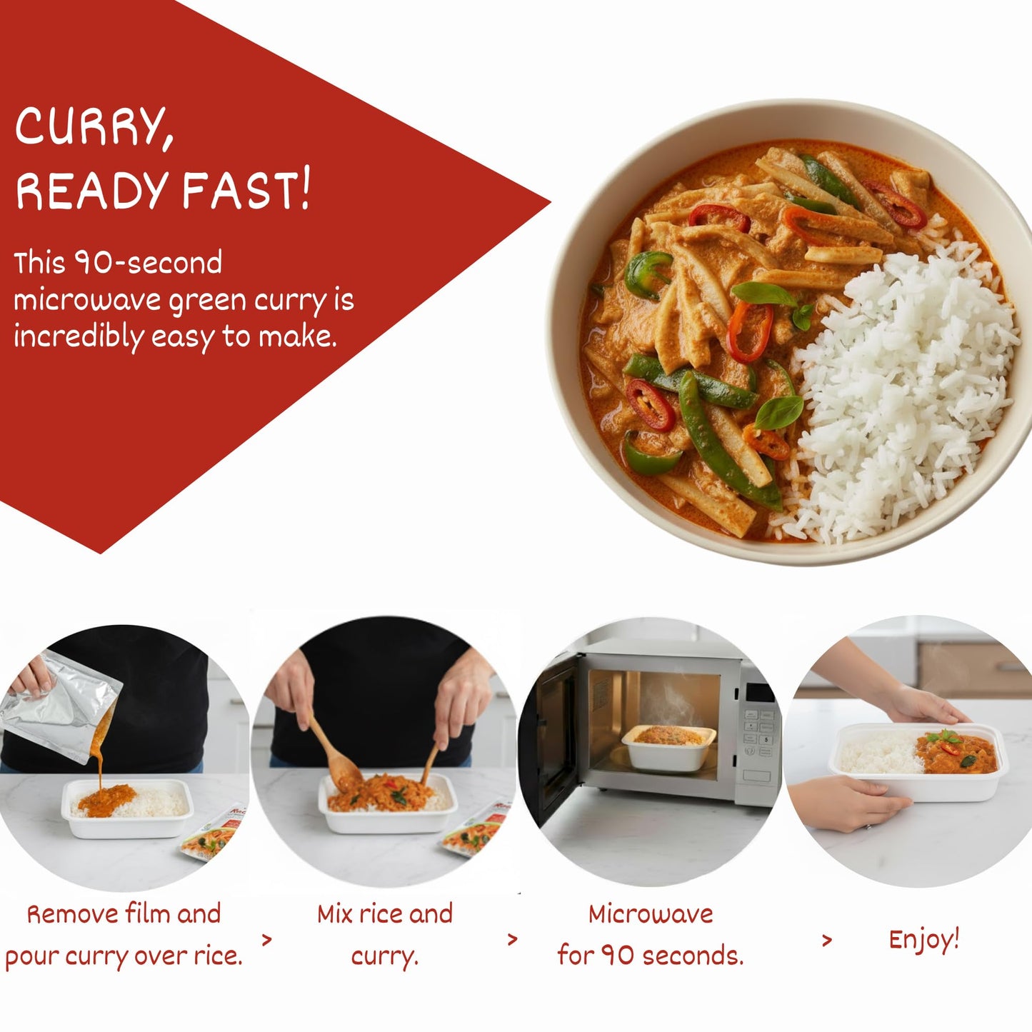 24Vegan - Gourmet Thai Red Curry Meal with Organic Jasmine Rice - Non-GMO, Gluten-Free, Vegan Thai Red Curry, Instant Curry - Just Heat & Eat - Pack of 1