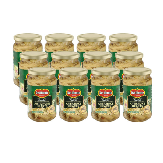 Del Monte® Quartered Marinated Artichoke Hearts 12 oz. Glass Jar, 12 Pack