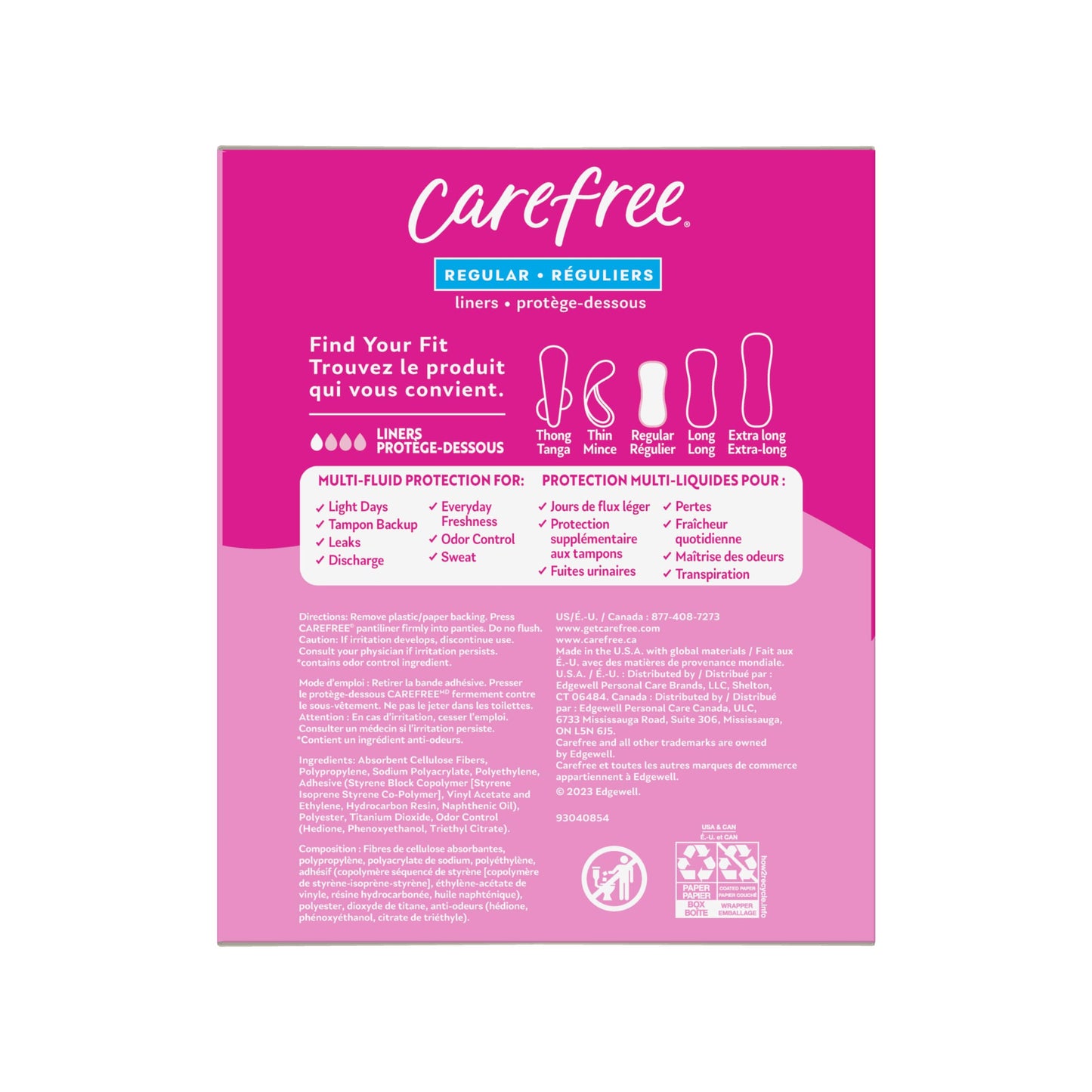 Carefree Panty Liners, Regular Liners, Unwrapped, Unscented, 120ct (Packaging May Vary) & Panty Liners, Long Liners, Unwrapped, Unscented, 92ct (Packaging May Vary)