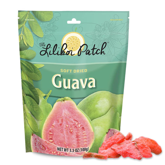 Nakihalani Farm Dried Fruits Snacks Guava 3.5 oz - Soft Chewy, Healthy Dried Fruit for Adults & Kids - Organic non-GMO, gluten free, & low calorie - Sugar Free Snacks in a resealable bag