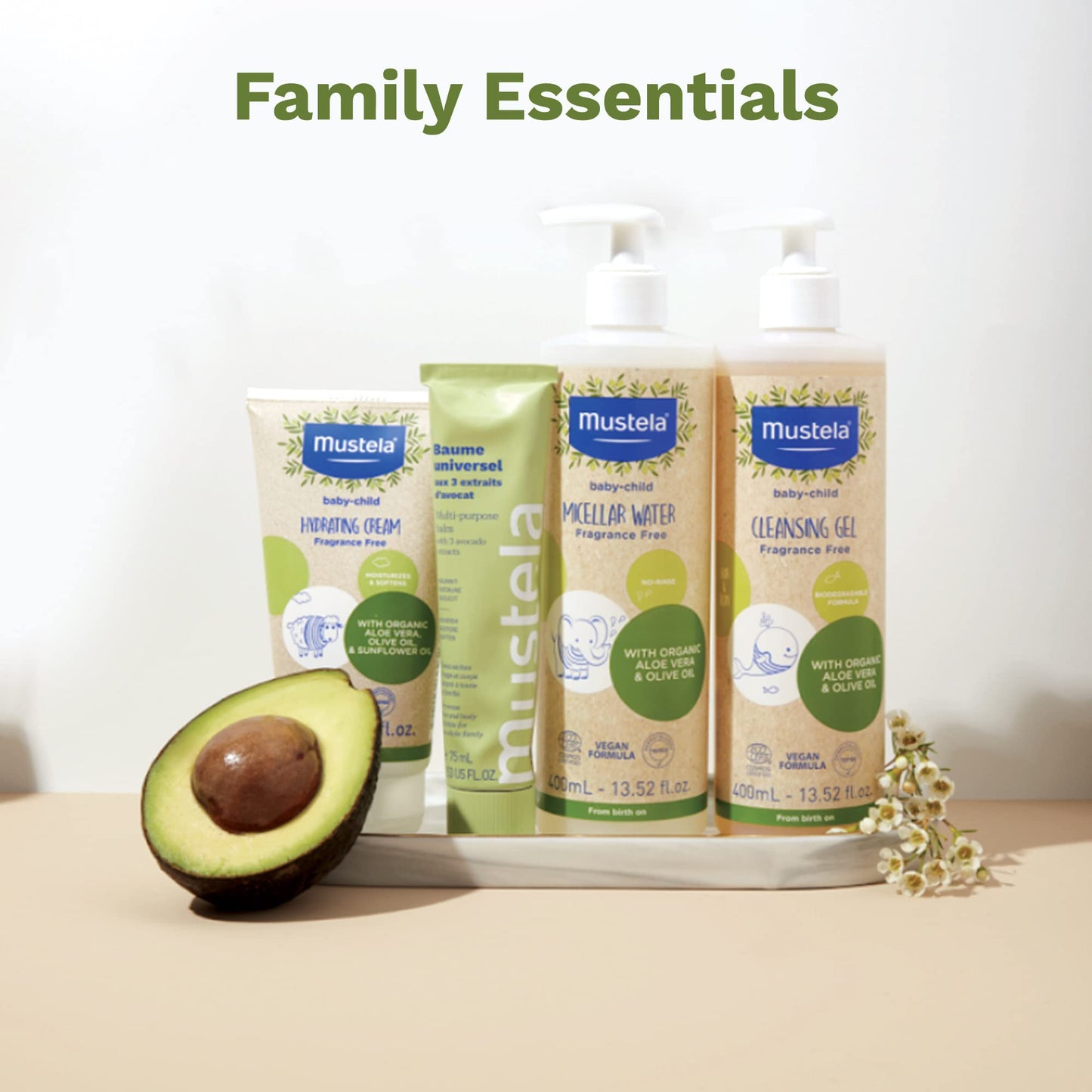Mustela Multi-purpose Balm with 3 Avocado Extracts - Natural Cream Moisturizer for Face, Lip, Hand, Body & Dry Areas - For Baby, Kid & Adult - EWG Verified, Fragrance-Free & Vegan - 2.53 fl. oz.