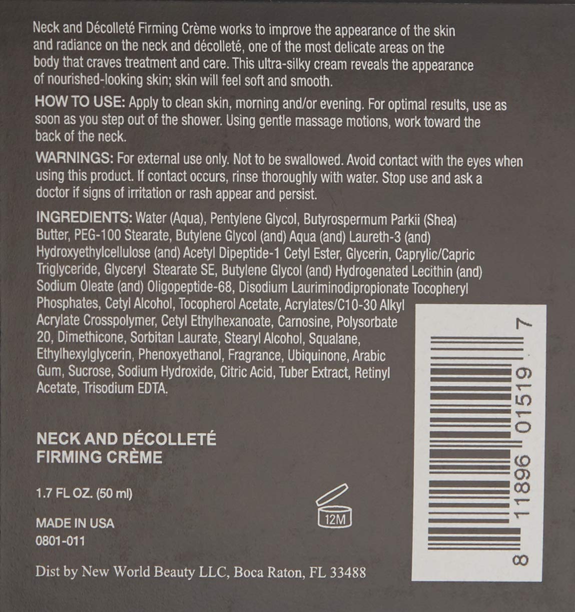 MĒTIER Neck and Decollete Firming Crème, Anti-Aging & Collagen-Boosting Formula, Unisex (1.7 fl oz)