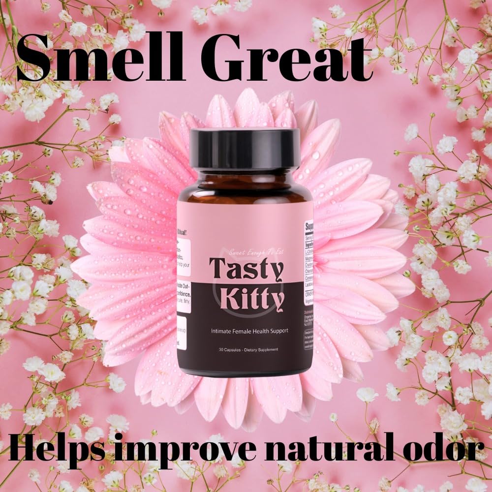 Tasty Kitty | Vaginal Health Supplement to Aid Vaginal Taste, Vaginal pH, Odor, and Moisture with Magnesium Glycinate, Probiotics, with Plant Based Natural Women's Health | 30 Capsules