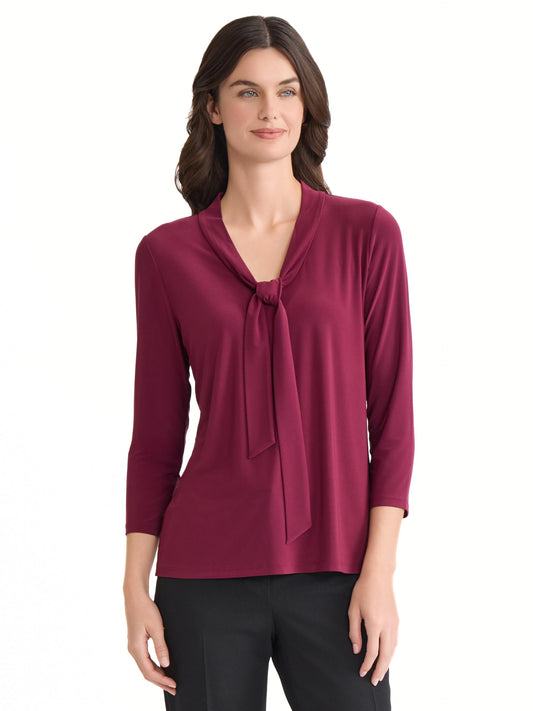 Kasper Women's 3/4 Sleeve Tie-Neck Top