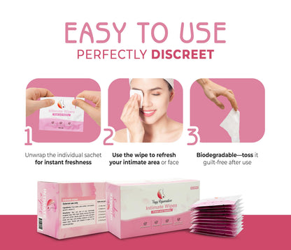 Vagy Rejuvenation Intimate Feminine Wipes – Hypoallergenic Wipes for Women with Aloe & Vitamin E – pH-Balanced, Biodegradable, Travel-Friendly – Feminine Hygiene Post-Workout & Daily Use (30 Count)