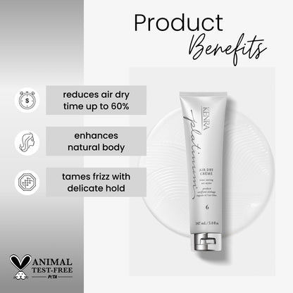 Kenra Platinum Air Dry Crème 6 | Time-Saving Air Styler | Enhances Natural Body | Tames Frizz With Delicate Hold | Natural, Product Free Finish | All Hair Types