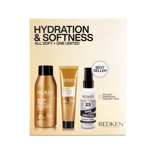 Redken All Soft Mini Kit – Moisturizing Shampoo, Conditioner & Leave In Treatment with Argan Oil for Soft, Hydrated Hair, Travel Size