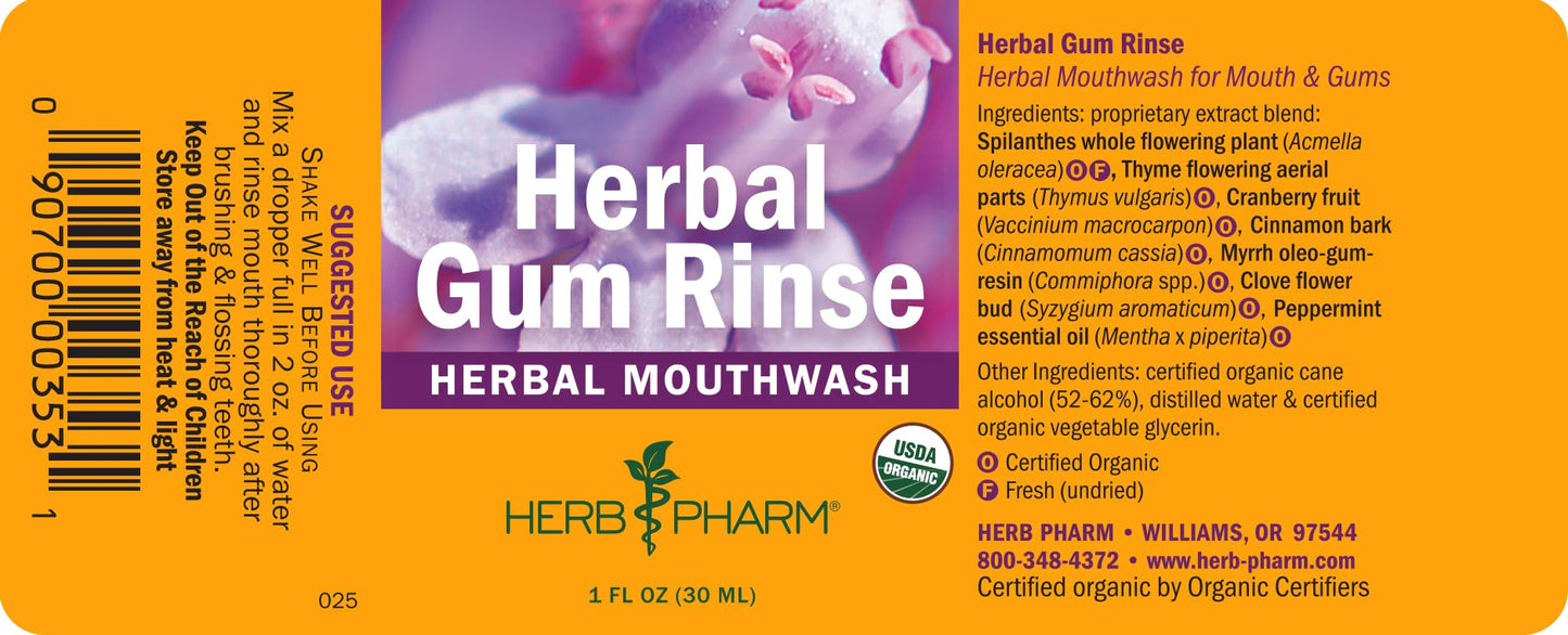 Herb Pharm Gum Guardian Herbal Mouthwash for Healthy Mouth and Gums, Organic, 1 Fl Oz (Pack of 1)