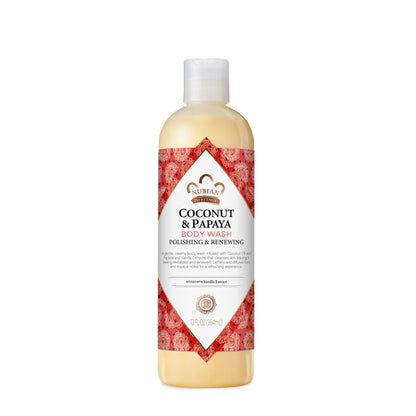 Nubian Heritage Coconut Papaya Body Wash Cleanser for Dry, Dull Skin Polish + Renew Hydrating Body Wash 13 oz