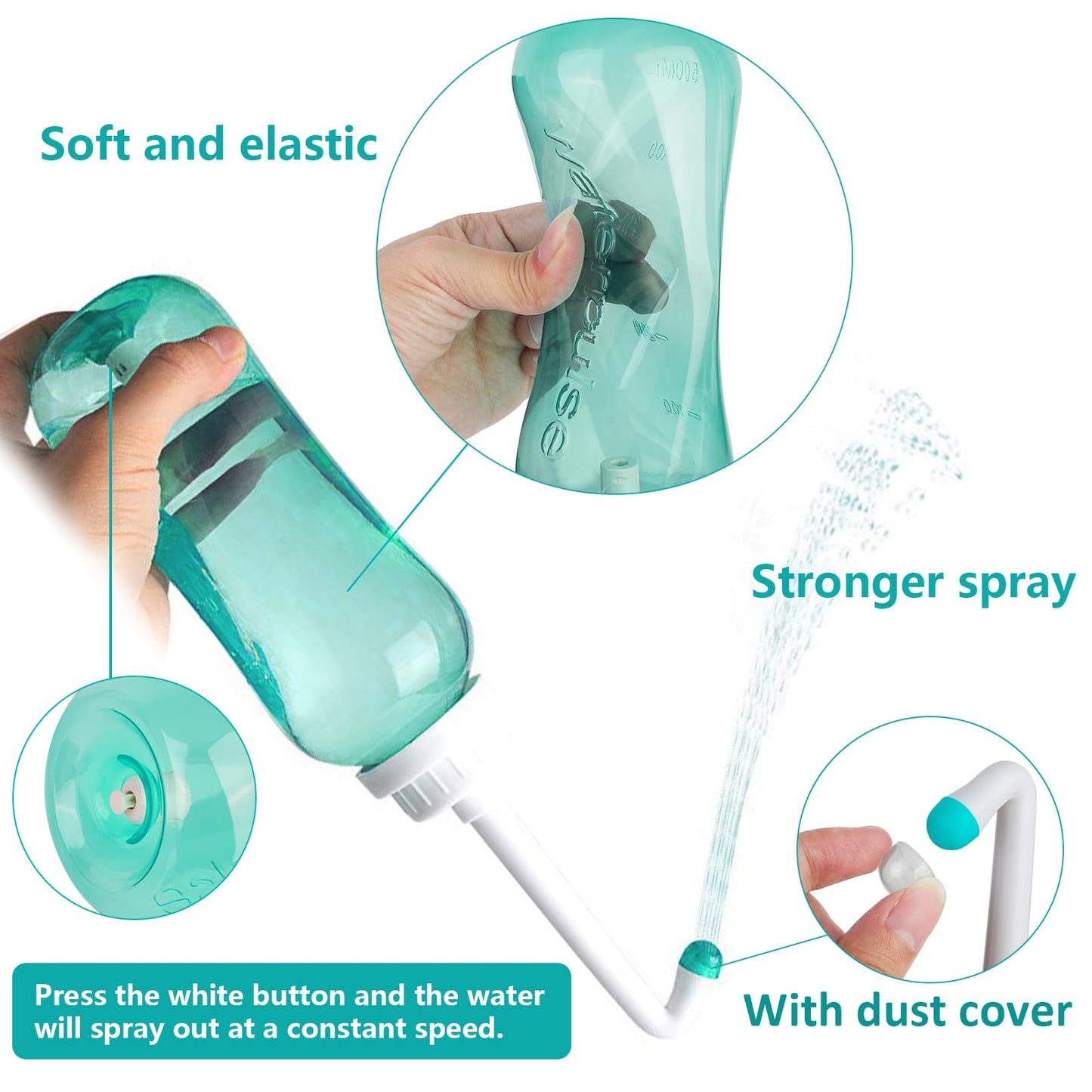 LIVE4COOL Peri Bottle for Postpartum Travel Bidet Perineal Care 16.9oz/500ml for Mom and Baby Clean,Portable Squeeze Bottle with 2 Rinse Tubes for Baby Female Menstruation Cleaning Lochia Hemorrhoids