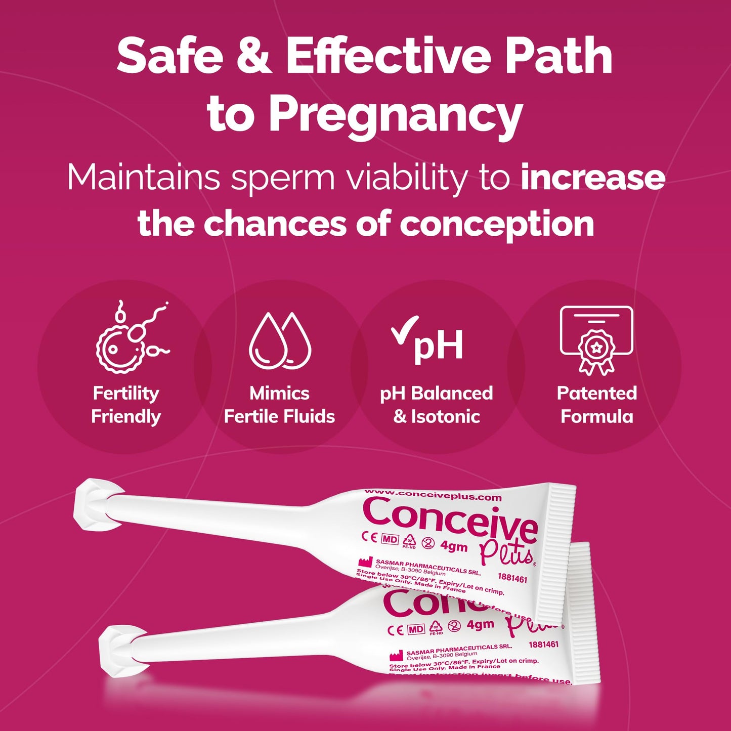 CONCEIVE PLUS Fertility Lubricant Pre Filled Applicators, Fertility & Sperm Friendly Lube for Couples TTC - Water Based Vaginal Moisturizer Safe for Pregnancy | 3 x 4g for Conception Support