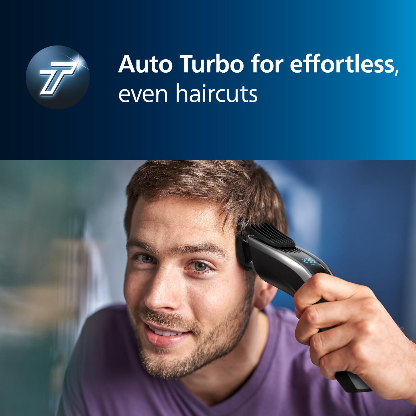 Norelco Philips Hair Clipper 9000 Series, Hair Trimmer, Auto Turbo, Dual Cut Technology, Motorized Combs, 400 Length Settings, 120 Min. Runtime, Zero Maintenance, Model HC9450/40