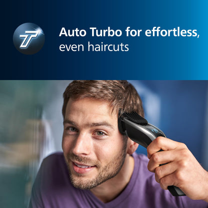 Norelco Philips Hair Clipper 9000 Series, Hair Trimmer, Auto Turbo, Dual Cut Technology, Motorized Combs, 400 Length Settings, 120 Min. Runtime, Zero Maintenance, Model HC9450/40