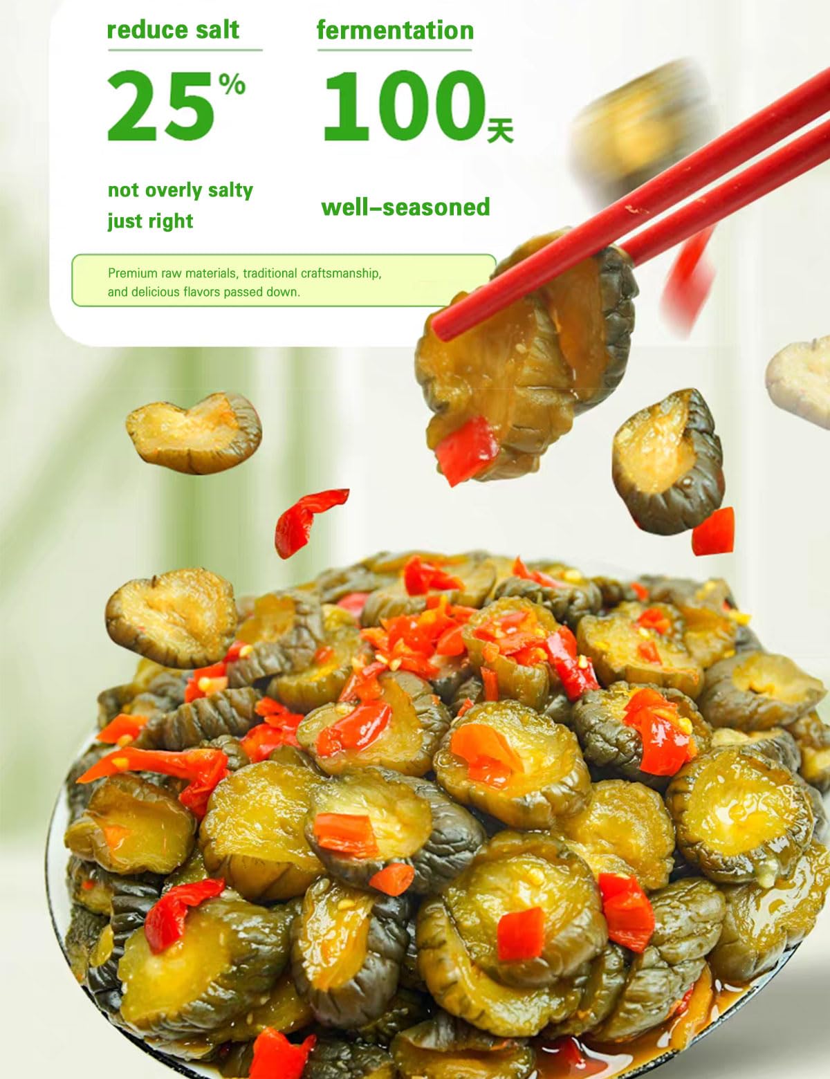 Zhacai Pickled（575g/20.3oz,6Packs/Bag) Si Chuan Zha Cai For Sushi Chinese Pickles Variety Set Asparagus Lettuce & Bamboo Shoots Kelp Shreds Ginger Slices Cucumber Kimchi Preserved Mustard Stem