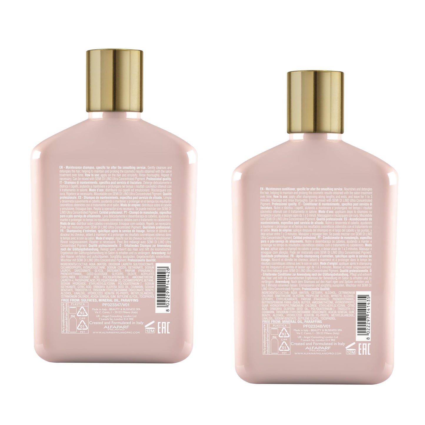 Alfaparf Milano Lisse Design Keratin Shampoo and Conditioner Set - Sulfate Free - Anti-Frizz - Maintains & Enhances Professional Keratin Therapy Treatment - Keeps Hair Smooth & Straight