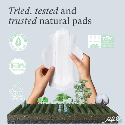 Organic Feminine Care Set: Ultra-Thin Period Pads with Wings & pH Balanced Flushable Wipes, Unscented, Regular Absorbency, Travel-Friendly, 54 Pads + 40 Wipes (10ct x 4)