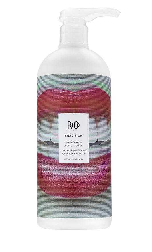 R+Co TELEVISION Perfect Hair Conditioner – Retail Liter Hydrating & Smoothing Hair Conditioner, Adds Shine & Softness, All Hair Types