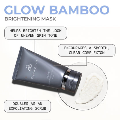 COSMEDIX Glow Bamboo Brightening Facial Mask – PM Exfoliating Facial Scrub for Tired, Dull & Uneven Skin - Anti-Aging Gentle Night Face Exfoliator with Bamboo & Niacinamide - All Skin Types