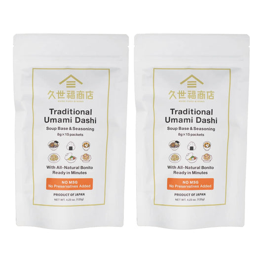 Kuze Fuku & Sons Traditional Umami Dashi Soup Base & Seasoning - Set of 2 (4.23 oz x 2) - 30 x 8g Packets - Product of Japan