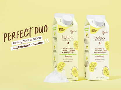 Babo Botanicals Purifying Lemon Tea Tree & Grapefruit Shampoo + Bundle with Conditioner – For Flat, Oily Prone Hair – Add body & shine - Passion Fruit Ferment for scalp