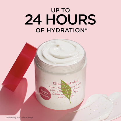 Elizabeth Arden Green Tea Strawberry Basil Honey Drops Body Cream, Hydrating Lightweight Moisturizer for Skin Care, 16.9 fl oz