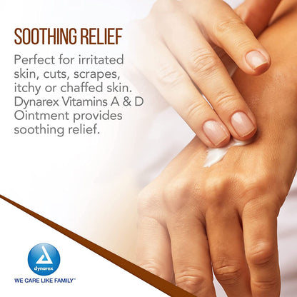 Dynarex Vitamins A & D Ointment, Ointment with Vitamin A and Vitamin D Skin Protectant, for Diaper Rash and Discomfort, White, 4 - 15 oz Jars of Dynarex Vitamins A & D Ointment