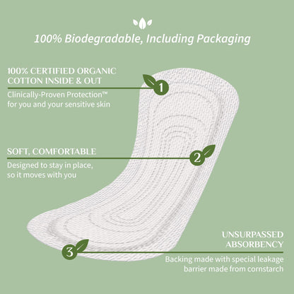 Organyc 100% Certified Organic Cotton Tampons, Plant-Based Eco-Applicator, Normal Flow (16 Count) + Everyday Ultra-Thin Panty Liners (24 Count)