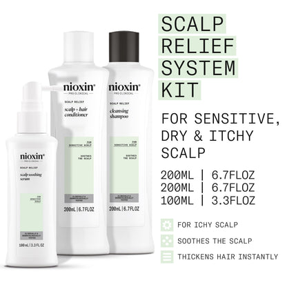 Nioxin Scalp Relief System Kit | For Sensitive Itchy Scalp | Made with Aloe Vera and Vitamin E | Trial Size