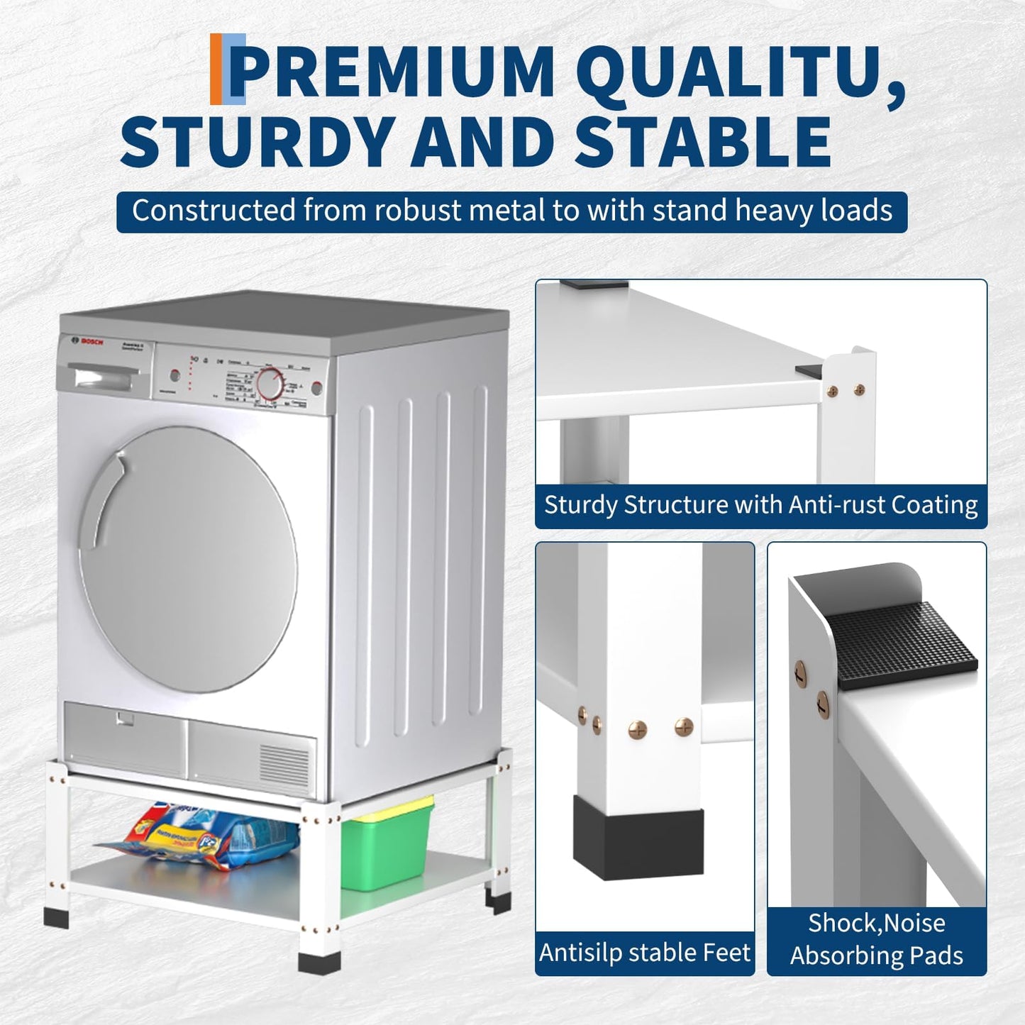 Washer and Dryer Pedestal with Storage Shelf,28.3" Lx28.3" Wx14" h,800Lbs Capacity, Heavy Duty Steel Multi-Functional Base for Washing Machine,Washer and Dryer Stand Universal Platform -2PACK