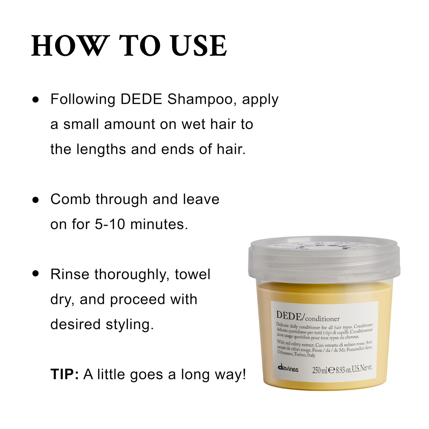 Davines DEDE Conditioner, Daily Lightweight Moisturizing Formulation For Normal And Fine Hair