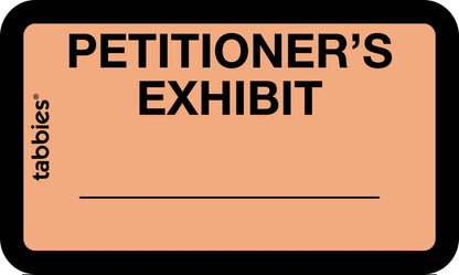 Tabbies Legal Exhibit Labels, Label: 1-5/8"W x 1" H, Sheet: 5-1/4"W x 3-1/4"H, Orange, PETITIONER'S Exhibit 252 Label/Pack (58026)