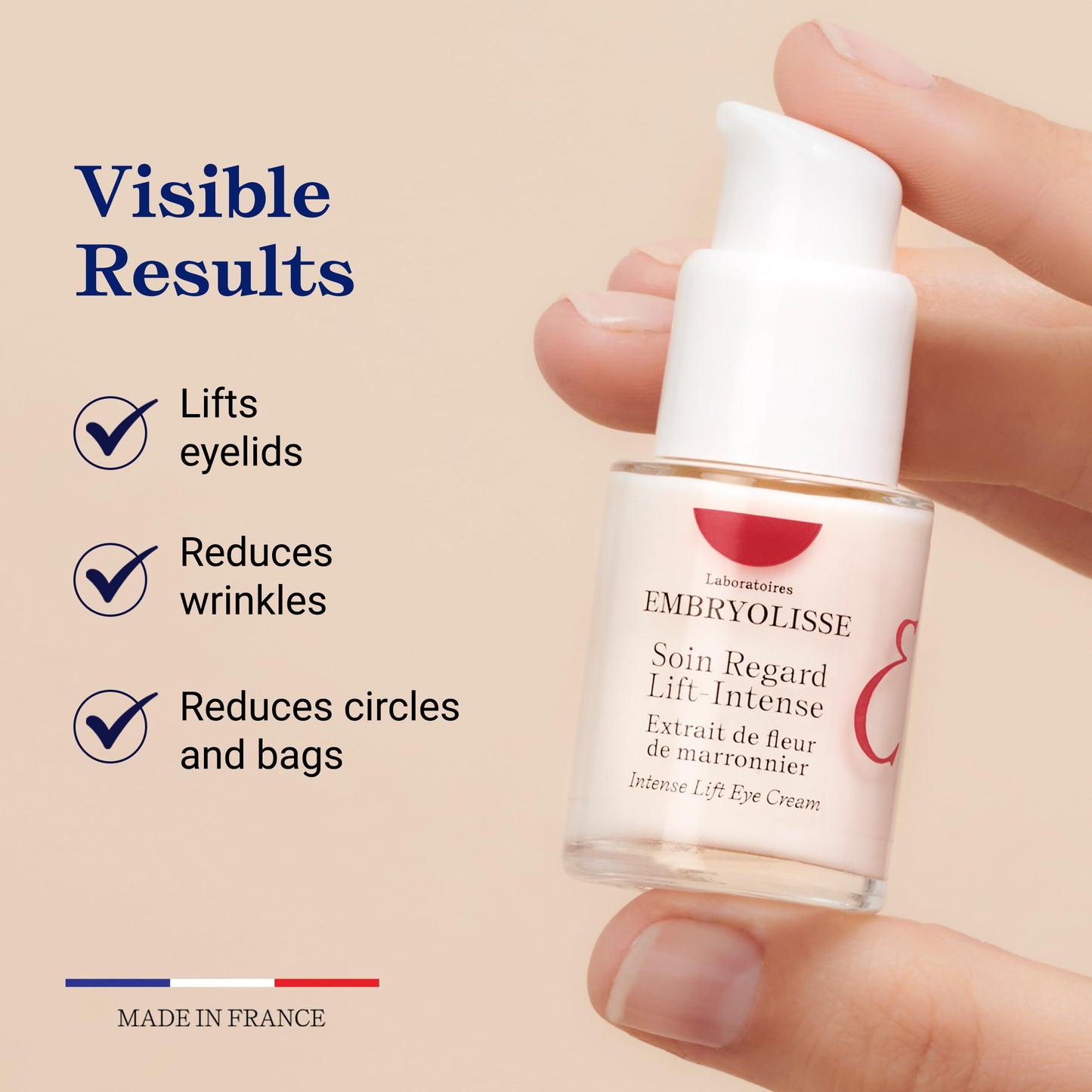 Embryolisse Intense Lift Eye Cream. Lifts Eyelids, Reduces Wrinkles, Circles, And Bags. Targeted Anti-Aging Treatment With Hyaluronic Acid 0.5 Fl Oz