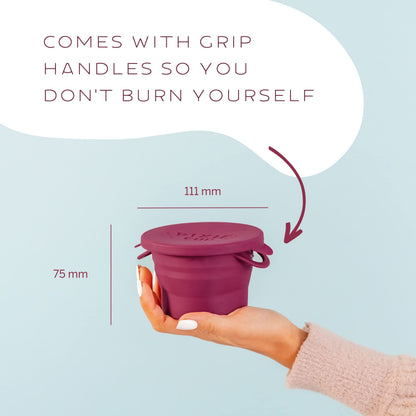 Pixie Menstrual Cup Compact Sterilizer for Feminine Care - Good for Public Restrooms, Camping or Dorms - Collapsible Cleaner Container for Your Menstrual Disc & Period Cup - Microwavable - Reusable