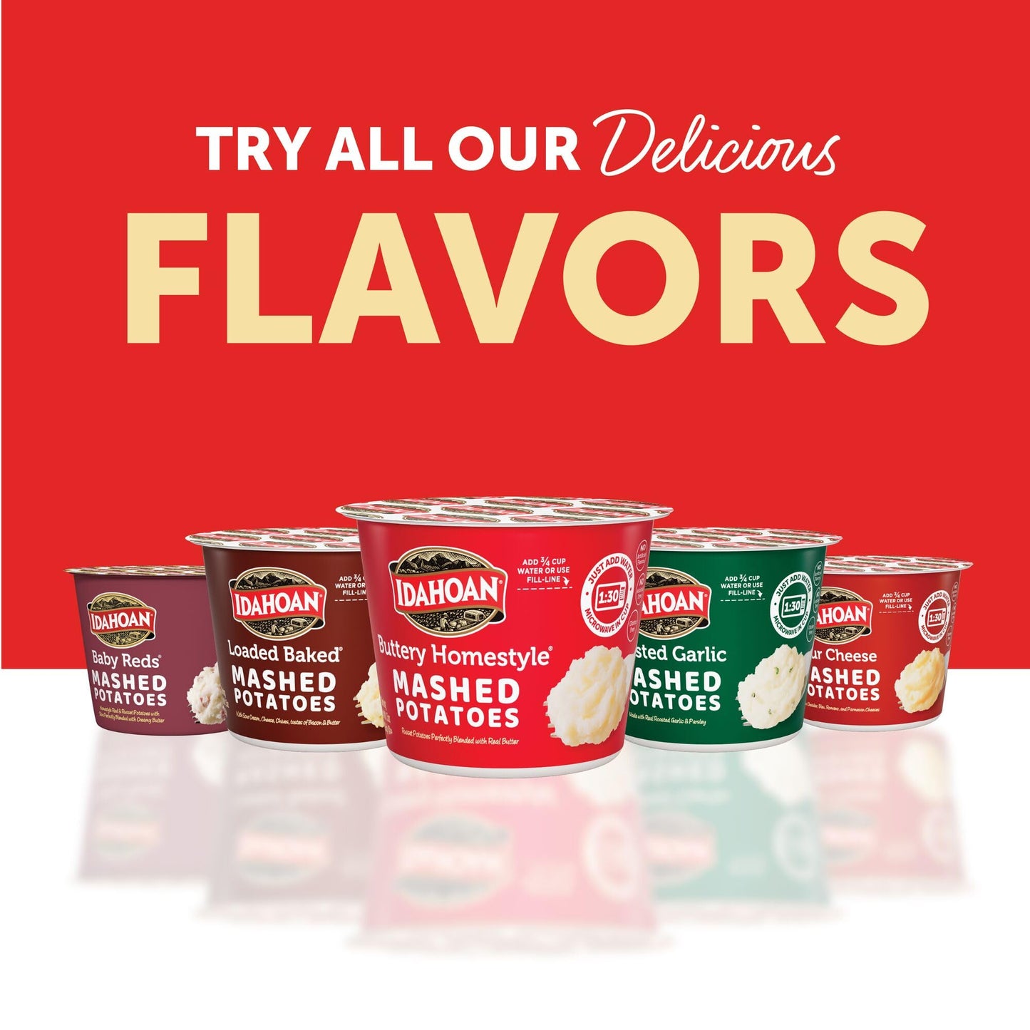 Idahoan Buttery Homestyle Mashed Potatoes Cup, 1.5oz (Pack of 24)