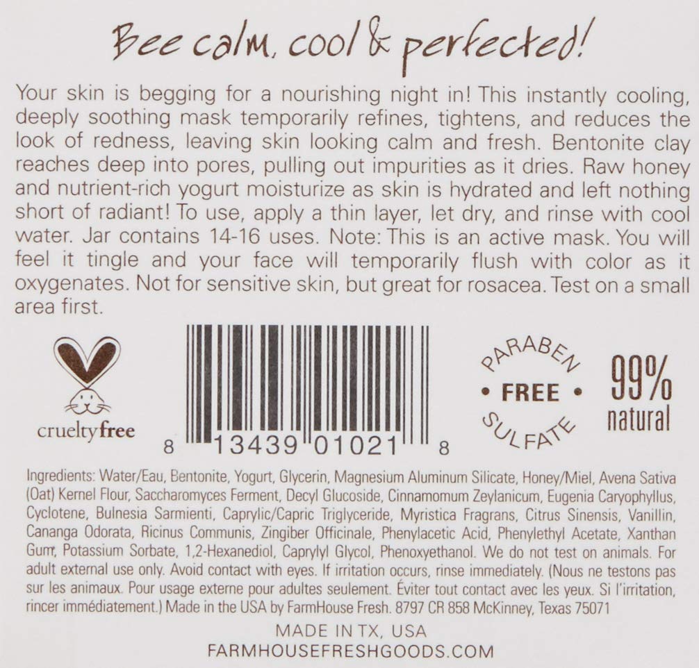 FarmHouse Fresh Pajama Paste Soothing Active Yogurt Mask, 3.2 Fl Oz (Pack of 1)
