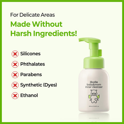 Baby & Mom Intimate Wash – Gentle Antibacterial Cleanser for Delicate Areas, pH-Balanced, Deodorizing, Soothing Foam Care for Sensitive Skin, 8.45 fl oz