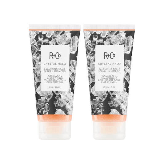 R+Co Crystal Halo Balancing Scalp Scrub + Shampoo | Purifies + Cleanses + Balances | Vegan + Cruelty-Free | 3 Oz