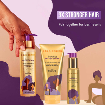 Pantene, Hair Oil Treatment, Sulfate Free, Intense Hydrating, Pro-V Gold Series, for Natural and Curly Textured Hair, 3.2 fl oz (Pack of 2)