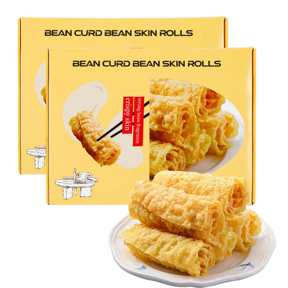 GCYYSIQS Bean Curd Roll,Fried Bean Skin Rolls,120g/4.23oz/bag,Asian Tofu Snack,for Hot Pot, Soup,Noodles响铃卷 (2bags)