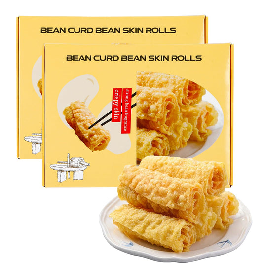 GCYYSIQS Bean Curd Roll,Fried Bean Skin Rolls,120g/4.23oz/bag,Asian Tofu Snack,for Hot Pot, Soup,Noodles响铃卷 (2bags)