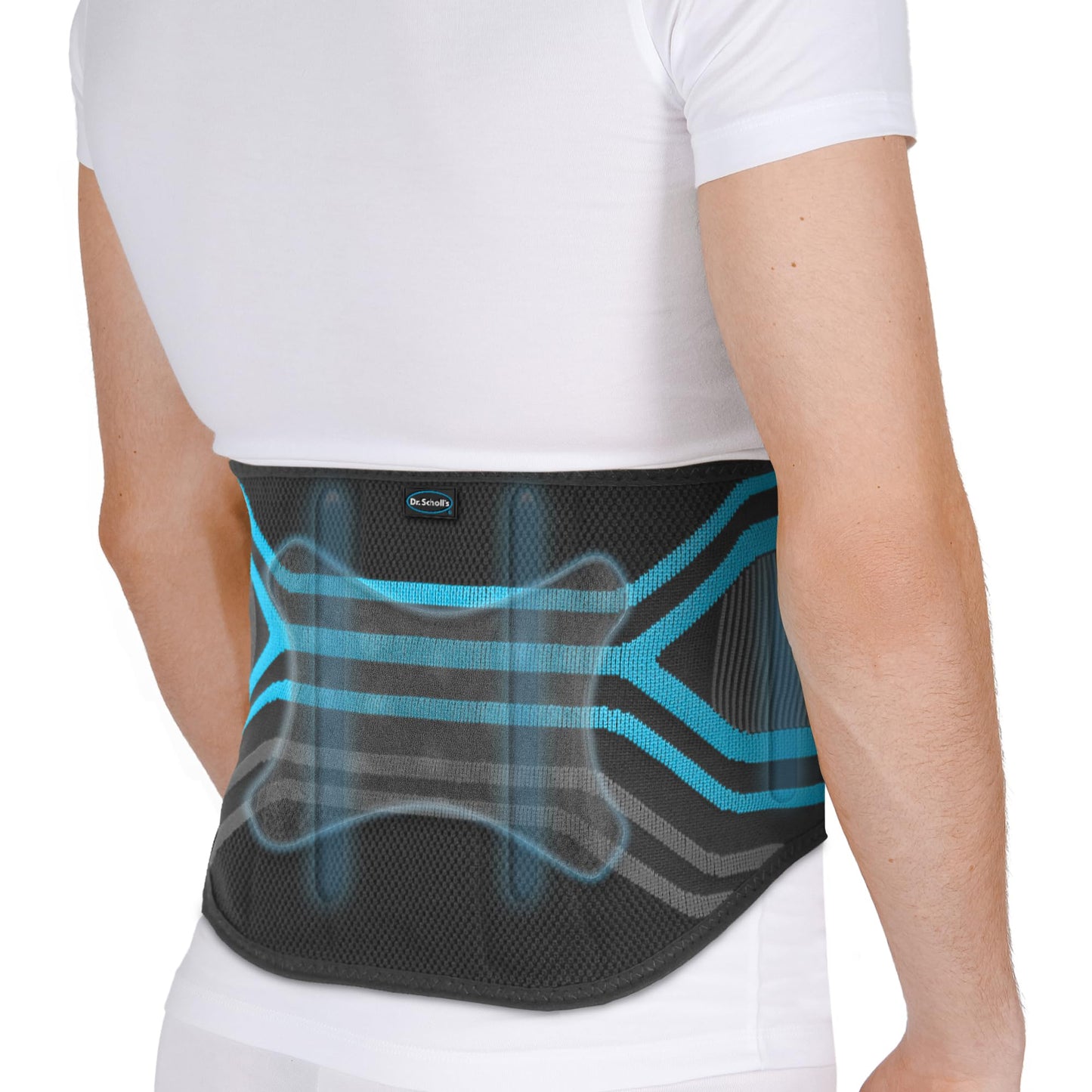 Dr. Scholl's Compression Back Support with Massaging Gel, Breathable Fabric, Shock-Absorbing Back Brace with Lumbar Support, Built-in Gel Padding & Support (Size S/M) (L/XL)