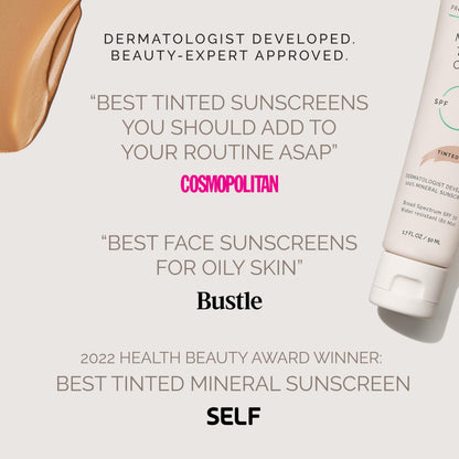 MDSolarSciences Mineral Tinted Crème Sunscreen SPF 30 | Water-Resistant, Broad Spectrum UV Protection | Blendable Micronized Zinc Oxide Cream | Natural Matte Finish for All Skin Types (1.7 Fl Oz)