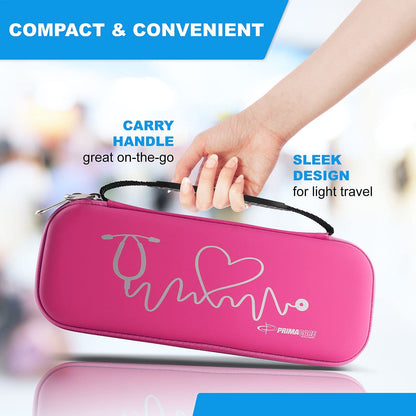 Primacare KB-9297-PK Pink Stethoscope Case Compatible with 3M Littmann Classic III, Lightweight II S.E, Supplies NOT Included, Multiple Compartments for Medical Supplies, Portable and Lightweight
